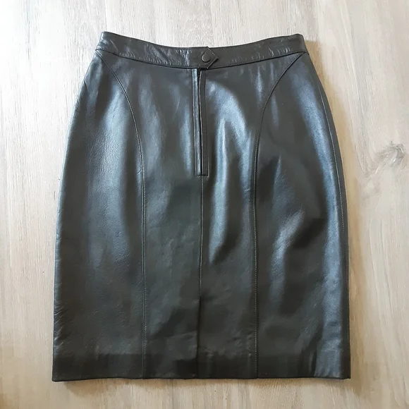 VTG Leather Pencil Skirt - Picture 3 of 9